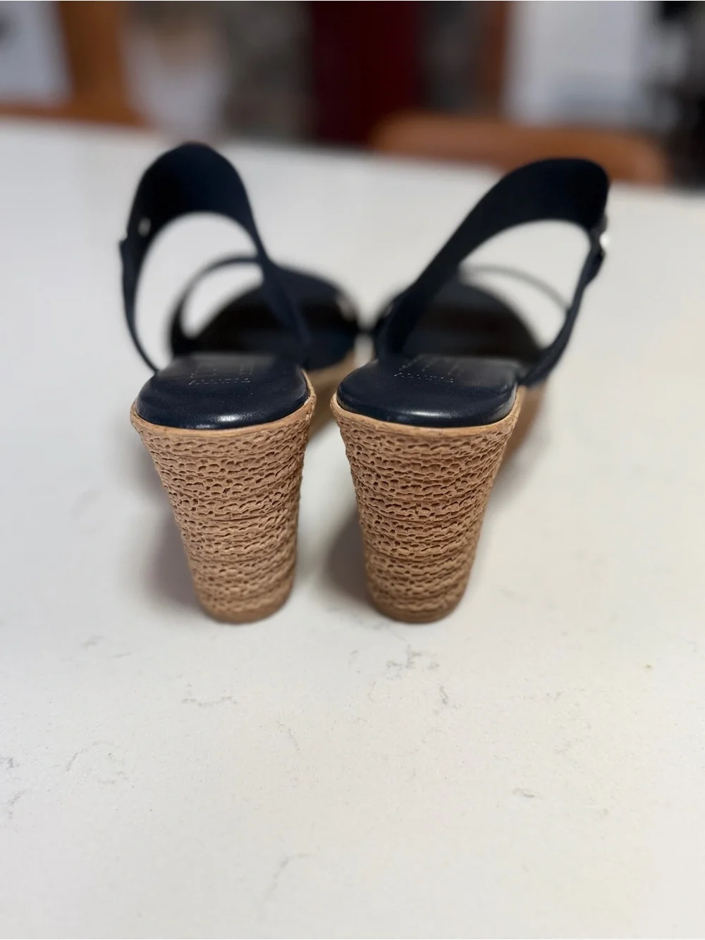 Women’s Navy Elastic Strap Wedge Sandals
